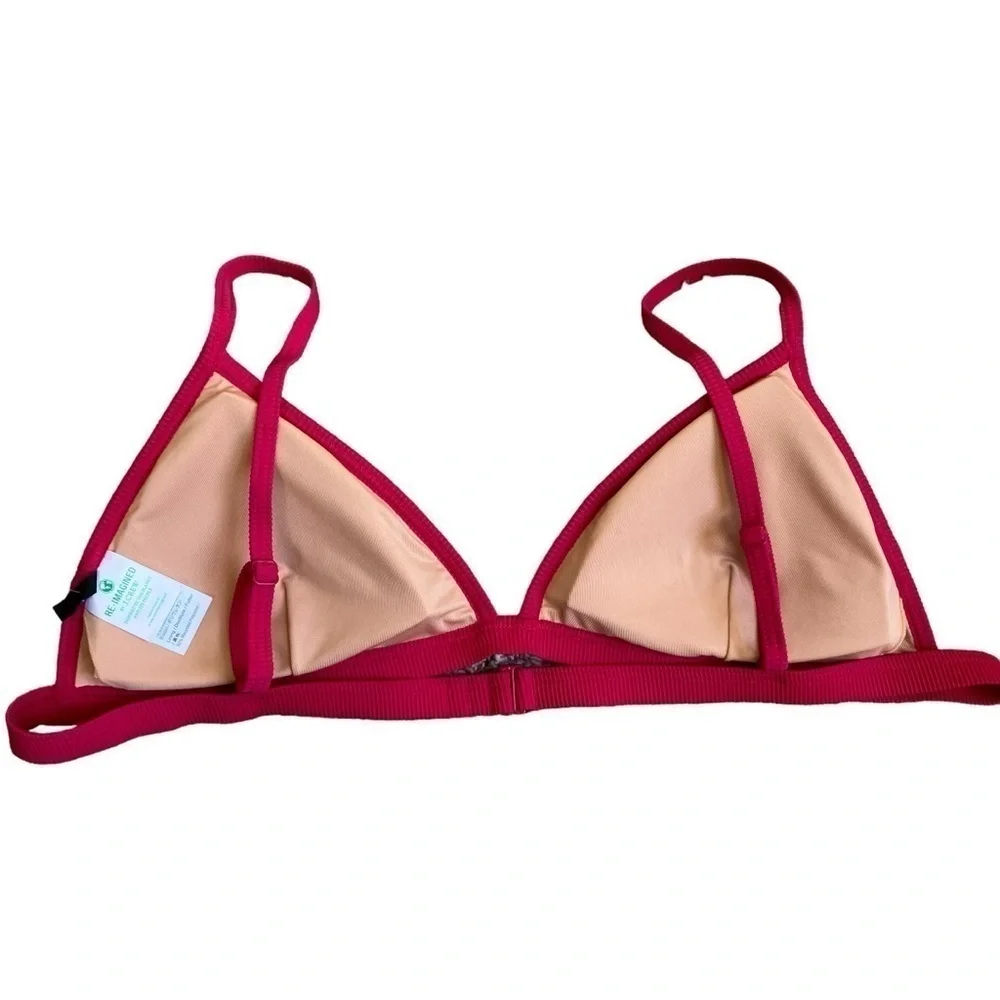 NWT J. Crew Ribbed Triangle Bikini Top Wild Hibiscus Pink Sz XXL